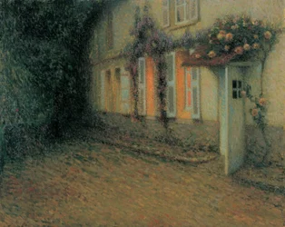 Rosen und Glyzinien am Haus